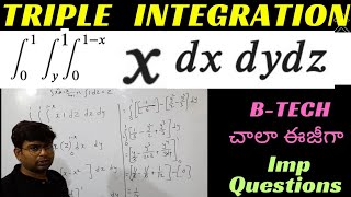 triple integration imp Questions btech maths triple integration x dx dy dzIntegral multiplem1 [upl. by Vevina712]