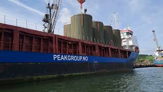 Peak Bergen loading 40ft grain silos at Port of Waterford [upl. by Namsu]