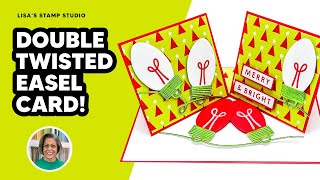 Make a Fun Fold Double Twisted Easel Card for the Holidays [upl. by Shelli]