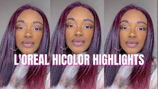 Dying My Hair  L’Oréal HiColor Highlights Red amp Magenta  No Bleach [upl. by Odnalo998]