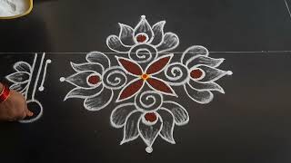 simple and easy lotus kolam 51dots small beautiful rangoli design daily muggulu Anusworld [upl. by Roht]