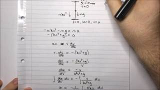 HSC Maths Ext2  Mechanics  Resisted Motion Example 2 [upl. by Hyatt659]