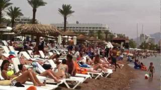 Video Postcard The Densely Packed Beach at Eilat Israel [upl. by Thevenot]