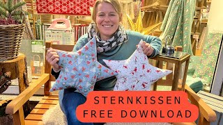 Nähen für die Weihnachtszeit Free Download Patchwork Sternkissen [upl. by Anytsirk]