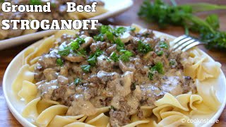 BudgetFriendly Ground Beef Stroganoff  30 Minutes One Pan [upl. by Yorick]