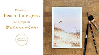 Painting dune grass at the beach • watercolor landscape [upl. by Atwater]