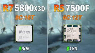 Ryzen 7 5800X3D vs Ryzen 5 7500F  Test in 12 Games and application at 4k amp 2k [upl. by Ahseiyt]