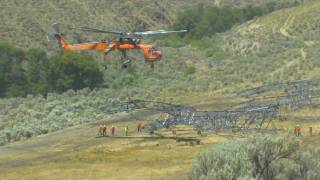 BPA Footage Skycrane Construction on McNaryJohn Day 500kV Transmission Line [upl. by Orpah]