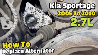 How to replace Alternator on 2008 2009 2010 2011 2012 KIA SPORTAGE 27L [upl. by Eizeerb]