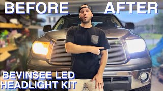 BEVINSEE LED HEADLIGHT KIT INSTALL TOYOTA TUNDRA BEFORE amp AFTER [upl. by Claudian]