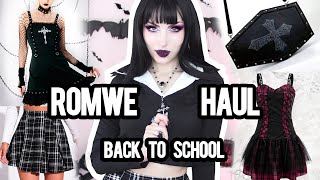 🖤 ROMWE BACK TO SCHOOL HAUL 🖤 Trying on Goth and Alternative Outfits  Vesmedinia [upl. by Rieger]