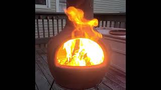 Chiminea ASMR burning a dogwood tree the gas company killed in 2017 [upl. by Esta]