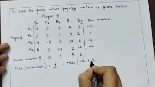 Maxima Minima Principle in Game Theory  Saddle Point in Game Theory  Operation Research in Hindi [upl. by Enisaj822]