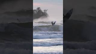 Big Air Off A Wave At Cox Bay Tofino Canada Surfing [upl. by Gerrilee883]