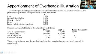 Apportionment of Overhead costs [upl. by Yrrehs466]