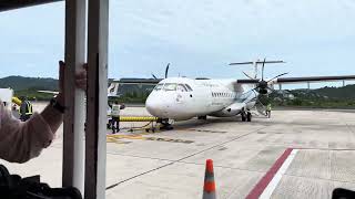 Planes at Koh Samui Airport  Shuttle Bus to or A319 [upl. by Hanonew158]