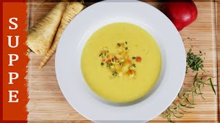 Pastinaken Cremesuppe mit karamellisierte Äpfeln  sehr lecker [upl. by Sexela683]