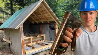 Building a Tiny House Cutting Planing amp Milling Wood  Finishing Flooring Roof Tarp and Walls [upl. by Humfrey]