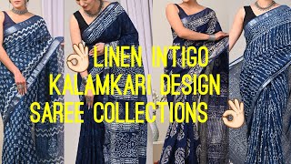 Viral Indigo Linen Kalamkari Design Collection 👌🏻 viralvideo b2b b2k saree rekhatex [upl. by Endor563]