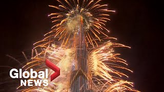 New Years 2021 Dubai puts on dazzling fireworks show from iconic Burj Khalifa [upl. by Ribaudo]