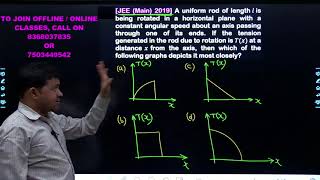 A uniform rod of length l is being rotated in a horizontal plane with a constant angular speed about [upl. by Ruhl]