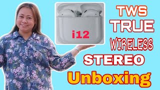 UNBOXING TWSTRUEWIRELESSSTERIO i12 by grace c gallardo [upl. by Atirac]