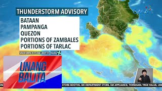 Ilang bahagi ng Central Luzon at CALABARZON inuulan ngayon  Weather update today  Unang Balita [upl. by Ensign941]