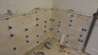 How to install Large Format Travertine tile using Proleveling System [upl. by Kyl]