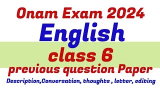 Class 6 English Onam Exam Question Paper 2024Std 6 English First Term 2024 [upl. by Anali]