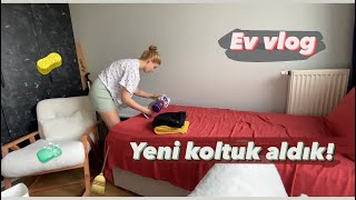 Benimle bir günlük ev vlog  Yeni köşe koltuğumuz geldi  Temizlik amp Bulaşık amp Çamaşır  Ev işleri [upl. by Asabi]