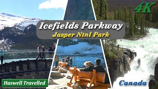 Breathtaking Scenic Drive Part 2 Icefields Parkway in Jasper National Park  Canada 4K [upl. by Tertia]