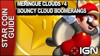 New Super Mario Bros U 3 Star Coin Walkthrough  Meringue Clouds4 Bouncy Cloud Boomerangs [upl. by Jerald]