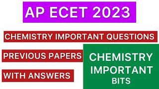 AP ECET CHEMISTRY IMPORTANT QUESTIONS  CHEMISTRY BITS FOR ALL BRANCH [upl. by Carbo]