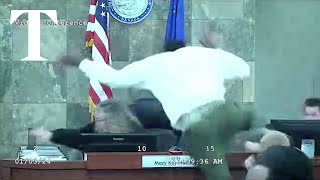 Judge attacked by defendant in Las Vegas courtroom [upl. by Shayna]