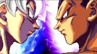 Sprite Animation Whatif Goku Mastered Ultra Instinct vs Vegeta Ultra Ego [upl. by Aecila]