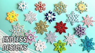 Quilling Snowflakes One Technique ENDLESS Designs [upl. by Elcarim582]