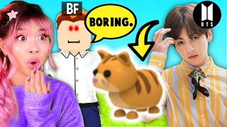 CAN I UNHYPNOTIZE MY BORING BF if BTS MEMBERS were ADOPT ME PETS BTS Trading Challenge Roblox [upl. by Kapeed583]