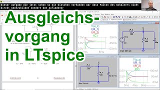 Simulation des Auf amp Entladen eines Kondensators über zwei Widerstände aus Aufgabe 163 in LTspice [upl. by Georgina]