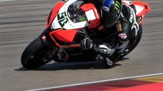 Eugene Laverty Aprilia RSV 4 R Motorland Aragon SBK Track Test Day [upl. by Halyk]