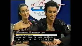 1999 Cup of Russia  Original Dance  MarieFrance Dubreuil amp Patrice Lauzon CAN amp Final Standings [upl. by Nylidnarb]