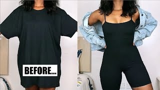 DIY Bodycon RomperPlaysuit  TShirt Transformation [upl. by Flanagan]