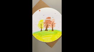 ”Autumn” theme painting with a marker to paint autumn parentchild handwork autumn theme painting [upl. by Arjan]