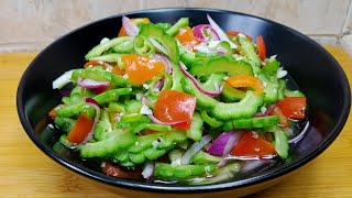 HEALTHY AND QUICK SALAD VERY SIMPLE EASY AND DELICIOUS ensaladangampalaya [upl. by Arimay]