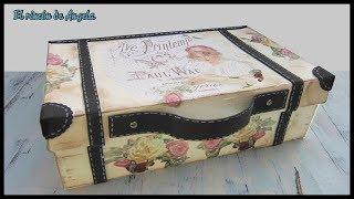 Maleta hecha con caja de zapatos reciclada y decoupageDiy manualidades [upl. by Barger]