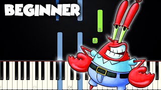 Krusty Krab Theme  SpongeBob  BEGINNER PIANO TUTORIAL  SHEET MUSIC by Betacustic [upl. by Gazo]