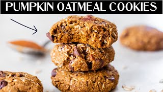 PUMPKIN OATMEAL POWER COOKIES  easy healthy recipe [upl. by Hannover866]