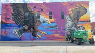 Aerosol Kingdom Public Mural in Linesville PA [upl. by Huntington]