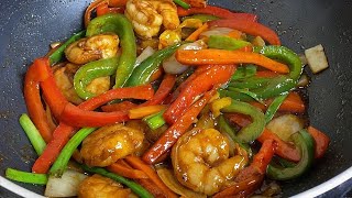 Shrimp amp Bell Peppers ready in 5 minutes Shrimp amp Vegetables Stir Fry [upl. by Branscum]