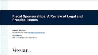 Fiscal Sponsorships A Review of Legal and Practical Issues [upl. by Rockey]