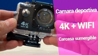 🔻🔻 Cámara deportiva 4K WiFi con carcasa sumergible Review instalación y configuración Camara acción [upl. by Warp901]